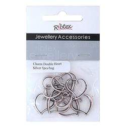 AussieSuperStore Jewellery Making Supplies JF Double Heart Charms JF Double Heart Charms | Jewellery Making Accessories 9323823160371 JF1051